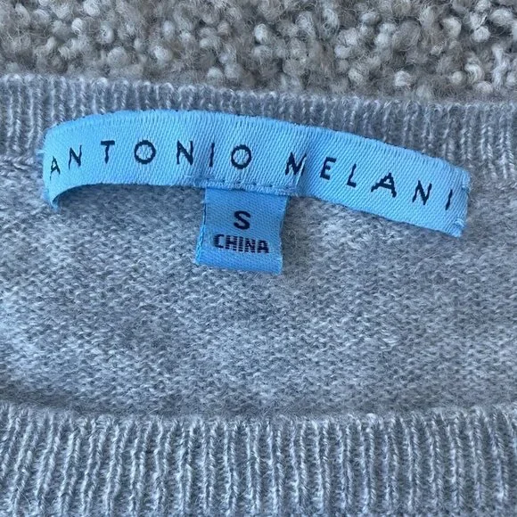 Antonio Melani Light Gray Vera Poet Ruffle Cuff 100% Cashmere Sweater - Picture 9 of 10